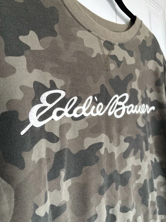 Eddie Bauer Olive & Dark Green Camo Crewneck Sweater - Picture 5 of 11